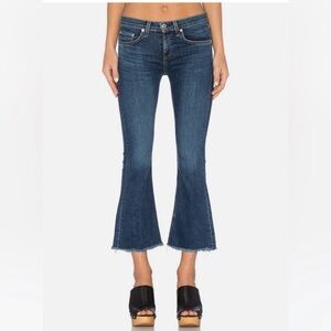 Rag & Bone Crop Flare in Paz Size 26 Medium Dark Wash Raw Hem